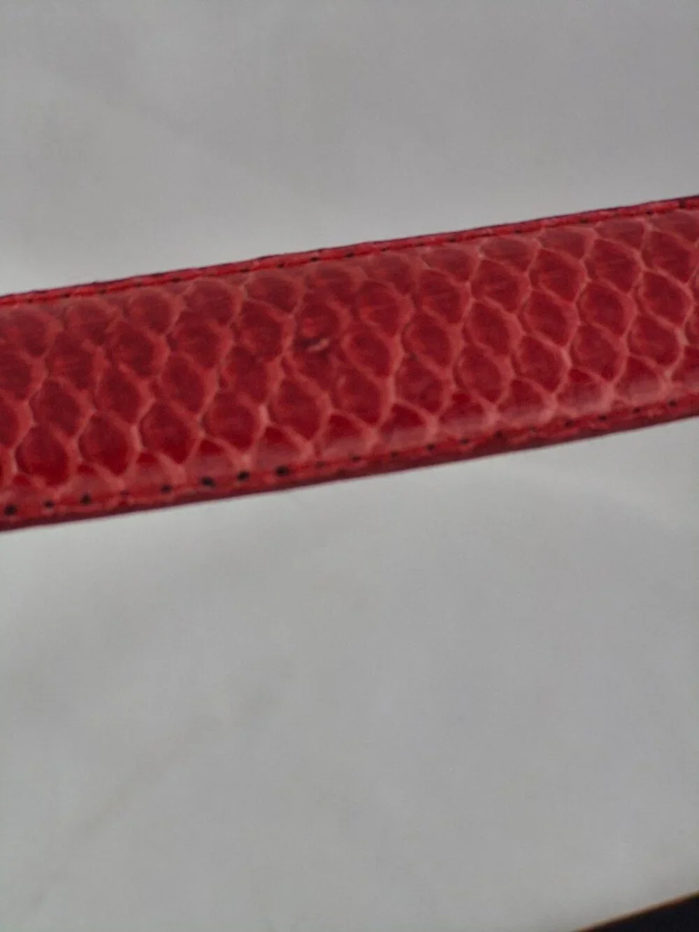 Vintage Morgan Taylor Red Snakeskin Belt Silver-Tone Metal Snake Head & Tail Med